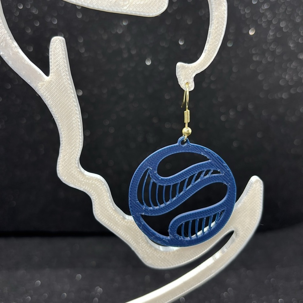 The Grid Twist Blue Earrings - Picture 3 of 5